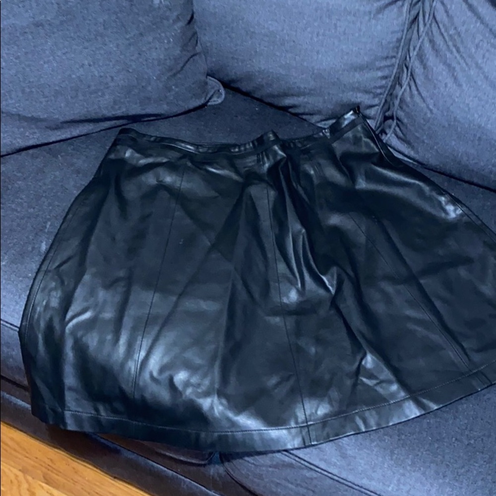 Black leather like A line mini skirt XL NWT